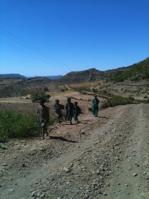Children in countryside outside Lalibela